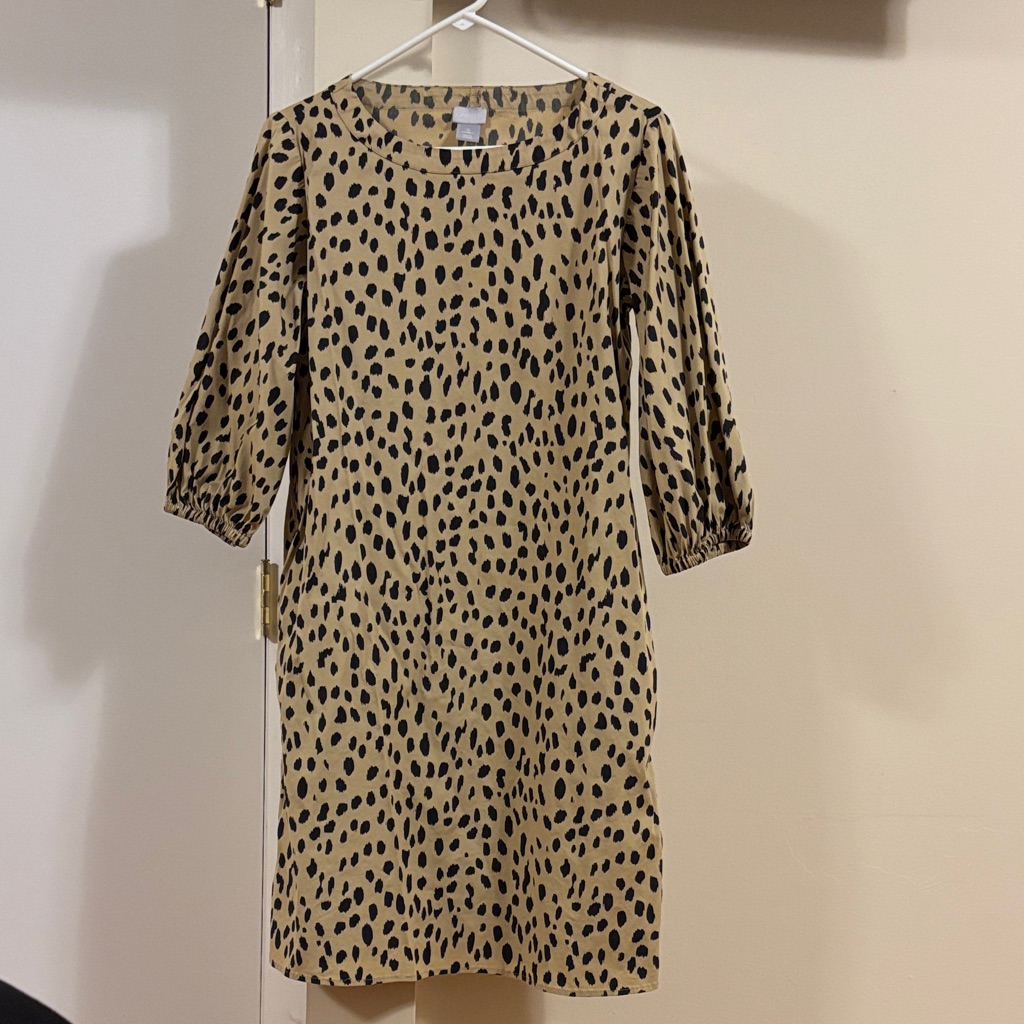 Chico's Tan And Black Long Sleeve Dress